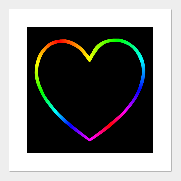 Rainbow Heart Outline - Heart - Plakat i Druk Artystyczny | TeePublic PL